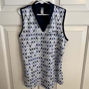 Adidas Youth Girl's Navy Geometric Print Sleeveless Polo Golf Top Size Medium